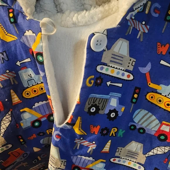 Blue Construction-Themed Kids Poncho Cape Carseat Blanket / Cover
